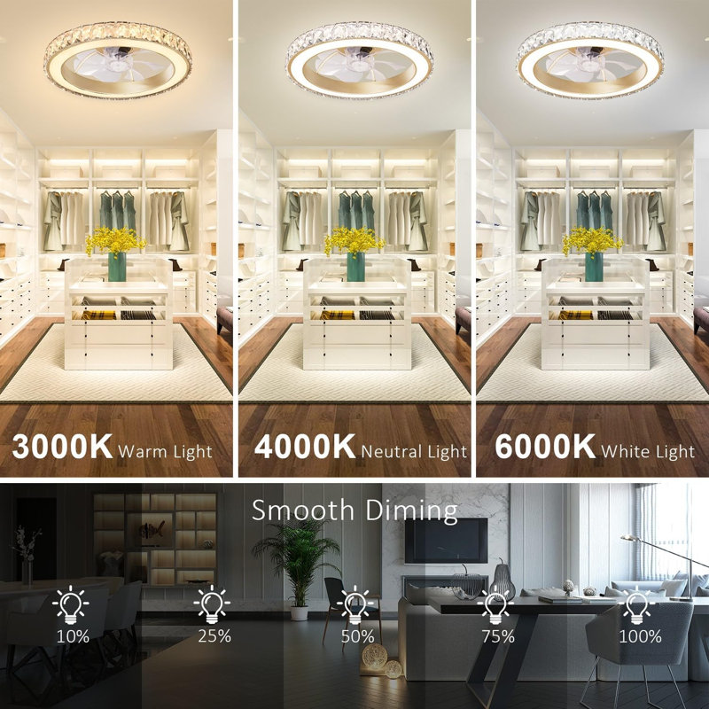 Modern Crystal Chandelier Ceiling Fan
