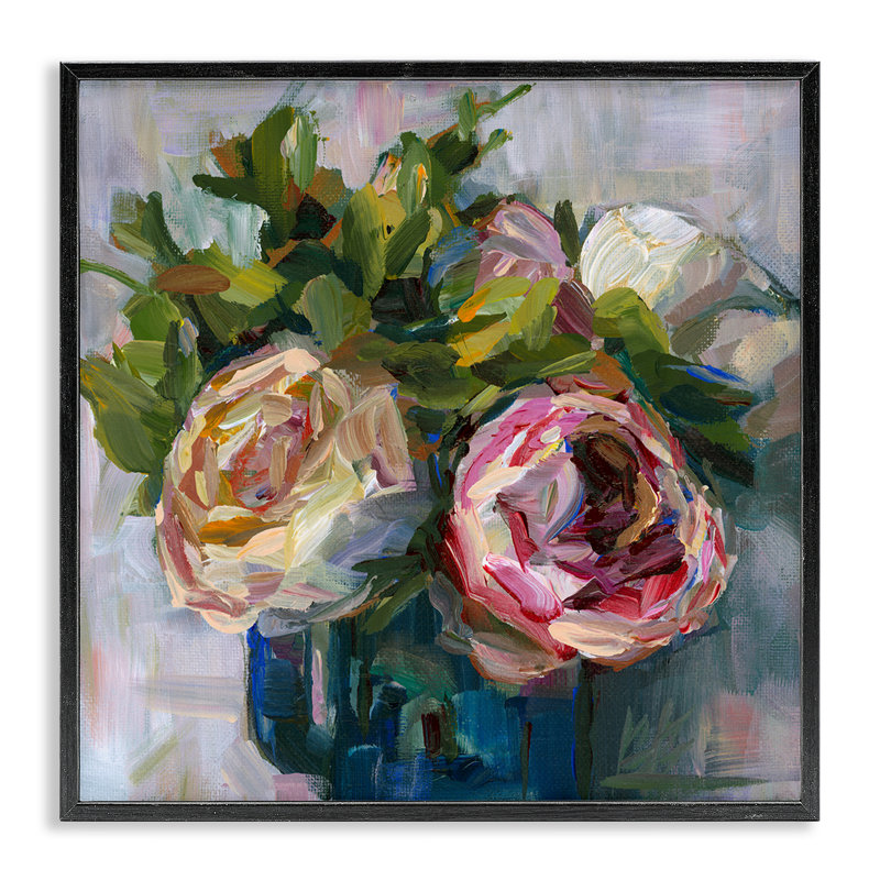 Ranunculus complet, estampe numérique par Borcherding, H 12 po x l 12 po, Giclée encadrée noir minuit