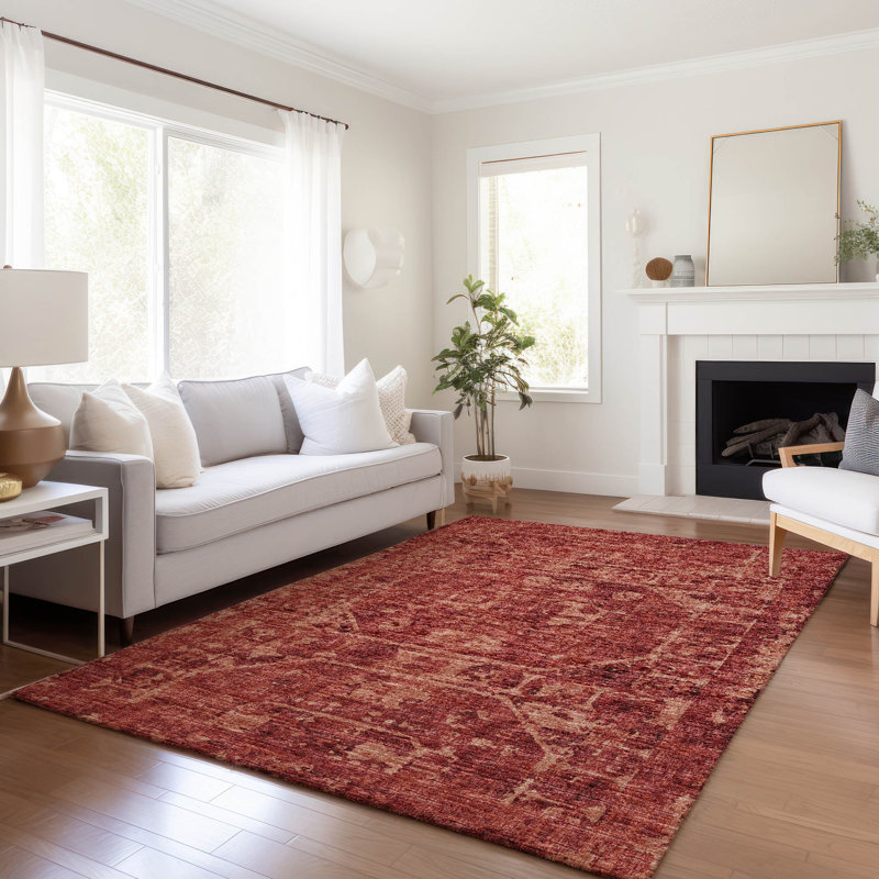 Premium Machine Washable Kelsa AMF41 Spice Rug, Rectangle 8' x 10'