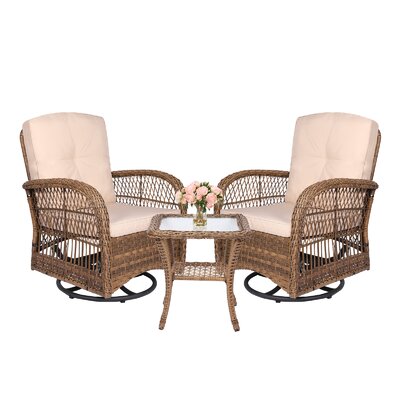 Vreeland 3 Pieces Swivel  Rocker Patio Set Rocking Chairs Patio  Furniture Sets with Thickened and Glass-top Bistro Set For Porch -  Bayou Breeze, 98DE0624C5DB451DA9EFF267DA0D7BB5