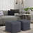 Fredrik 18"W Genuine Woven Leather Boho Square Pouf in Black with Polystyrene Filling-1441935249