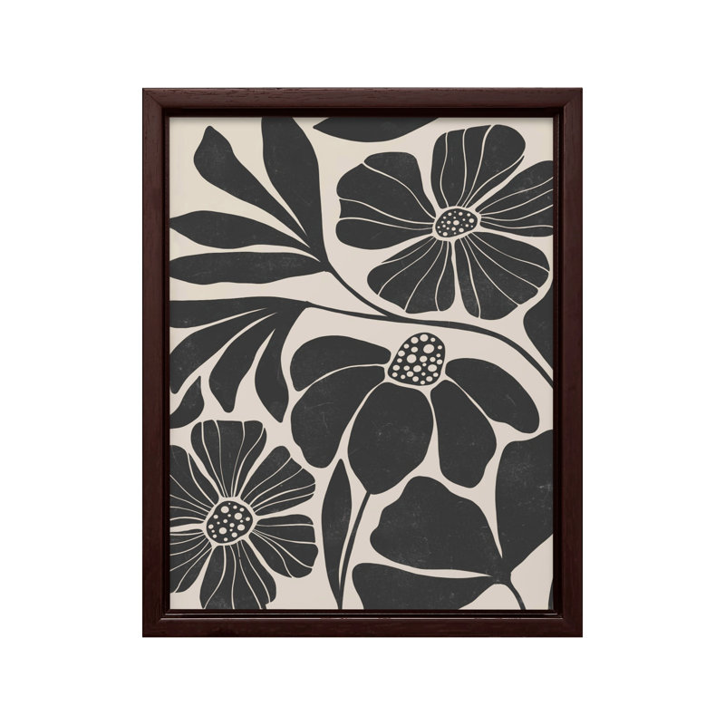 Fleurs noires, Canvas, 08"H x 10"W, Brown Framed