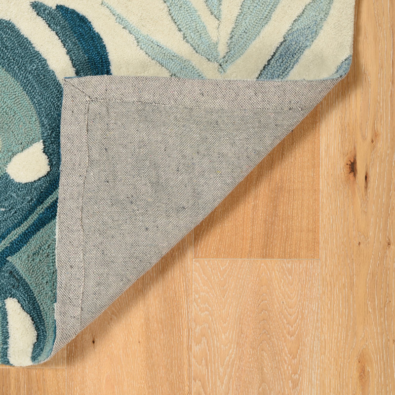 Mehcad Handmade Rug Ivory And Blue, Rectangle 1'10" x 2'10"