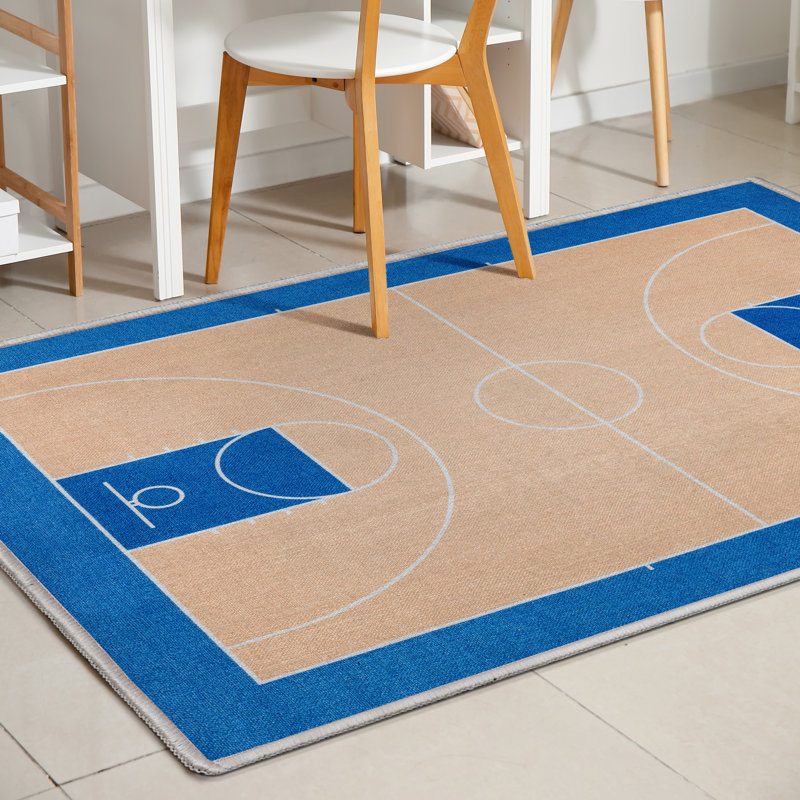 Tapis bleu clair Kehr Basketball Sports, Rectangle 3 pi 3 po x 5 pi