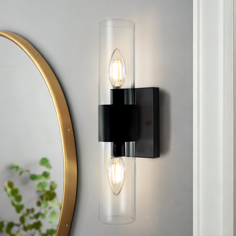 Hasiba 1-Light Metal Wall Sconces Modern Wall Lights for Bedroom Bathroom Light Fixtures, Matte Black