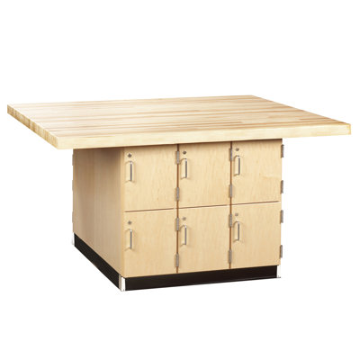 Poste de travail en bois à quatre stations