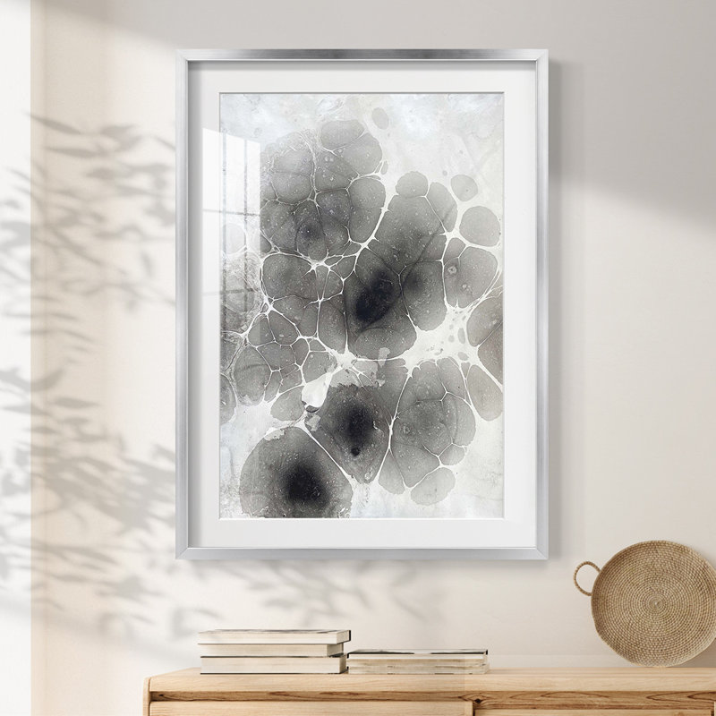 Marbling XI -Framed Print, 25.5" H x 17.5" W, Silver