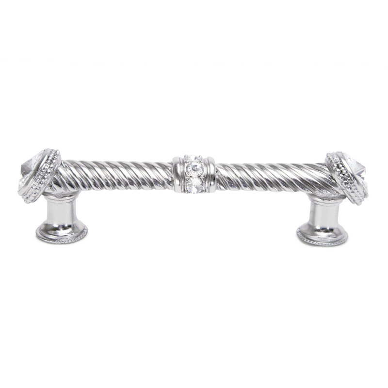 Caché 5 inches c.c. large pull with end & center 7 rivoli Swarovski Clear Crystals in Chalice, 4", Chrome