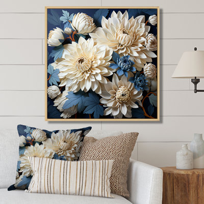 «Pure White and Blue Chrysanthemums Beauty III - Chrysanthemums», impressions d'art mural