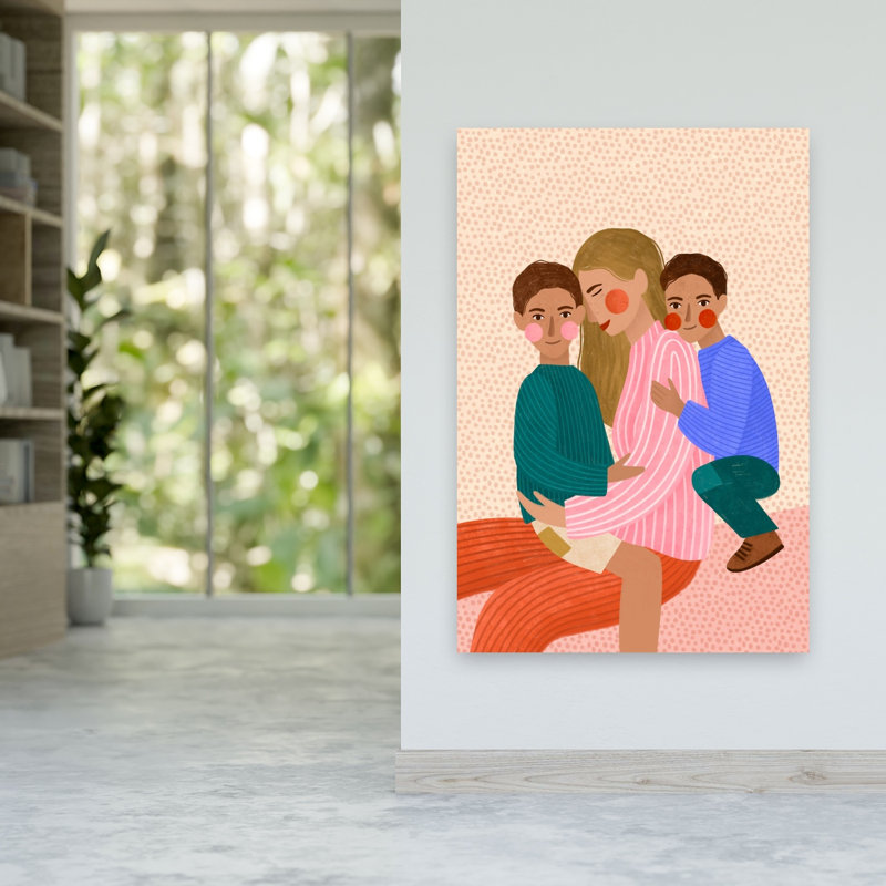 Joyful Family Hug Abstract Contemporary Portrait Wall Art Print by Bea Muller - Wrapped Canvas Print, 152.4cm H x 101.6cm W
