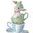 11" Resin Teacup Stack with Bunny