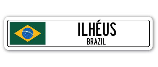 Plaque de rue en aluminium Ilhu, drapeau du Brésil, H 6 po x l 24 po x P 1 po