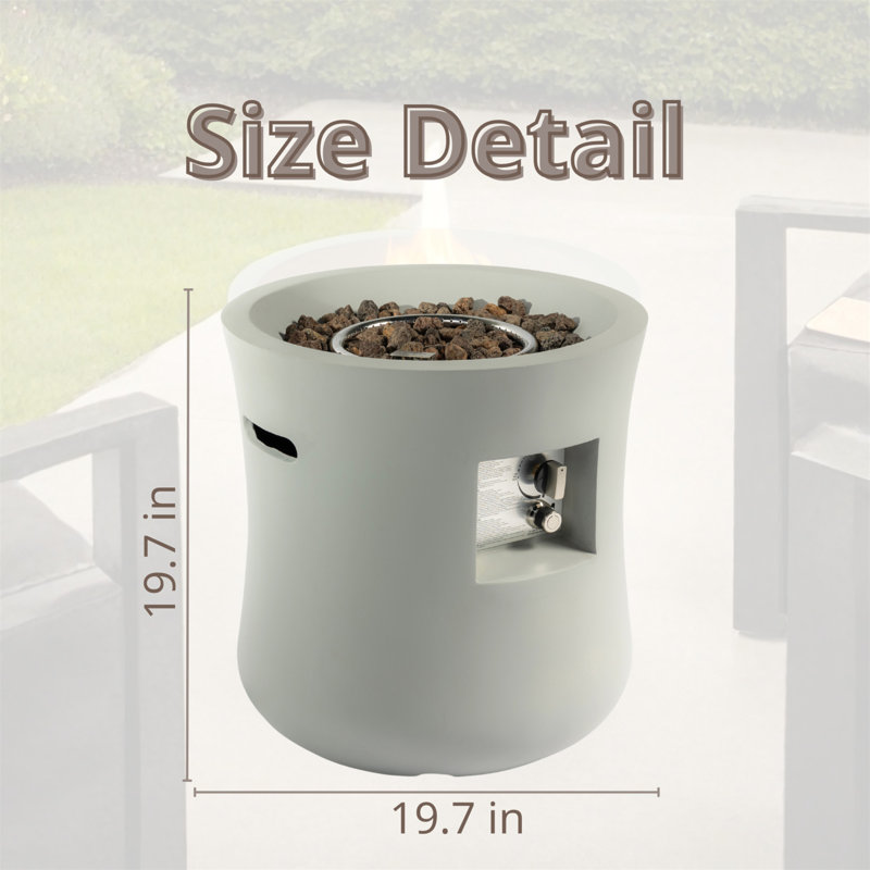 Outdoor Propane Fire Pit Table,Compact Streamlined Modern ,Round Graphite Base With Waterproof Cover,Free Lava Rocks