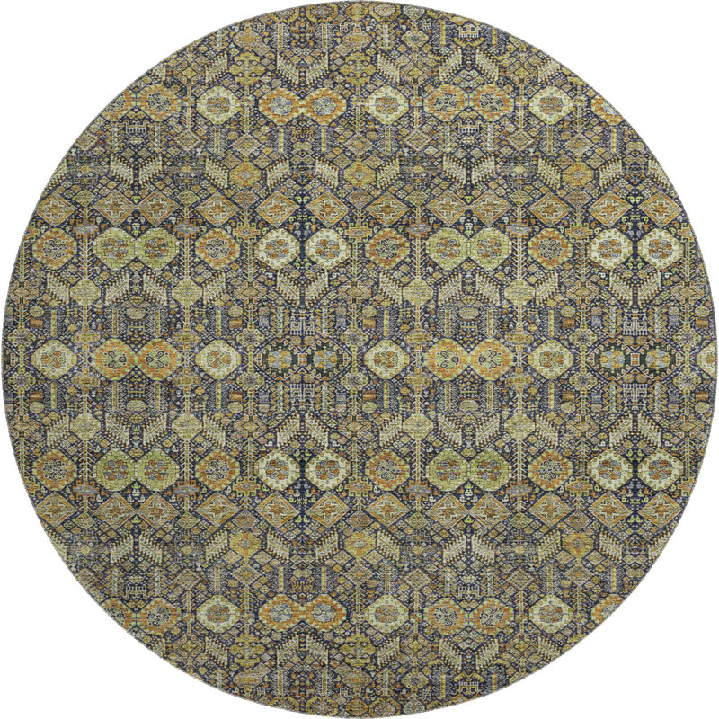 Premium Machine Washable Cerrito AMF574 Paprika Rug, Round 8'