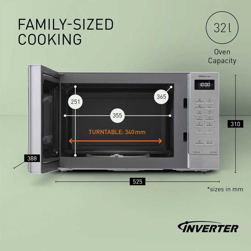 Panasonic 52.5cm 1000W - Watt Recirculating Countertop Microwave, Silver