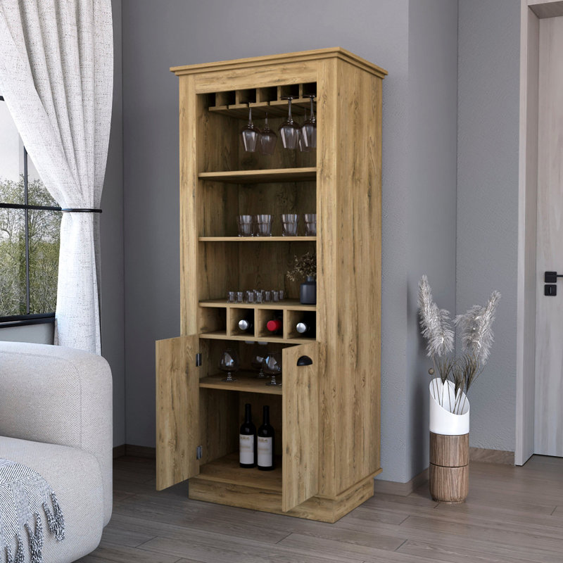 Élégant rangement pour bouteilles de vin avec tablettes supplémentaires, Brown