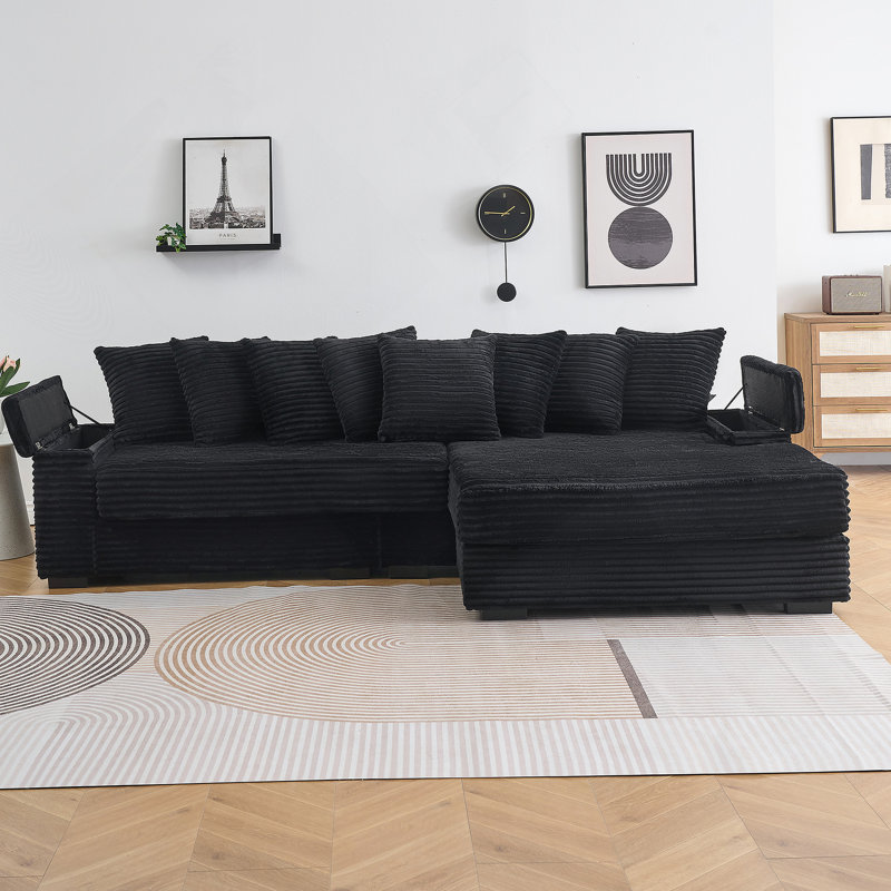 Canapé inclinable confortable avec porte-gobelet et fonction de rangement pour différentes pièces, Noir