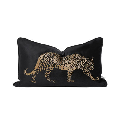 Leopard Black & White Cheetah Lumbar Pillow