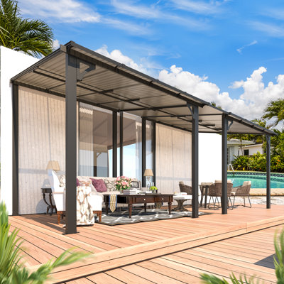 Wall-Mounted Large Lean To Metal Awnings For Patio