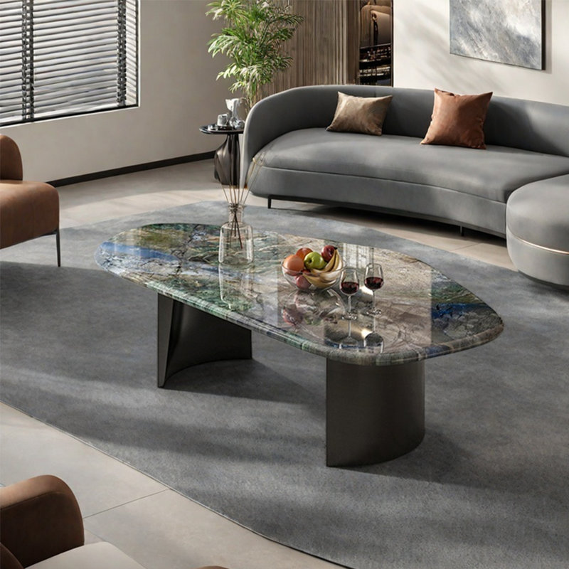 Creative microcrystalline stone coffee table, 15.7" H x 43.3" L x 29.5" W