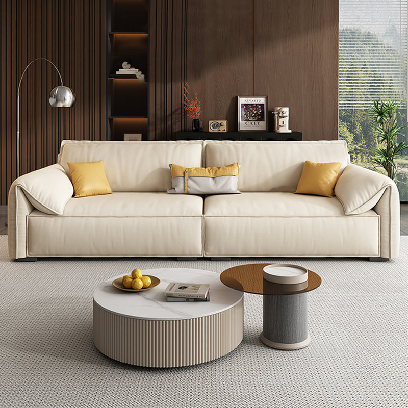 Creamy white Polyester Modular Sofa, 31.5" H x 98.43" W x 41.34" D, 3