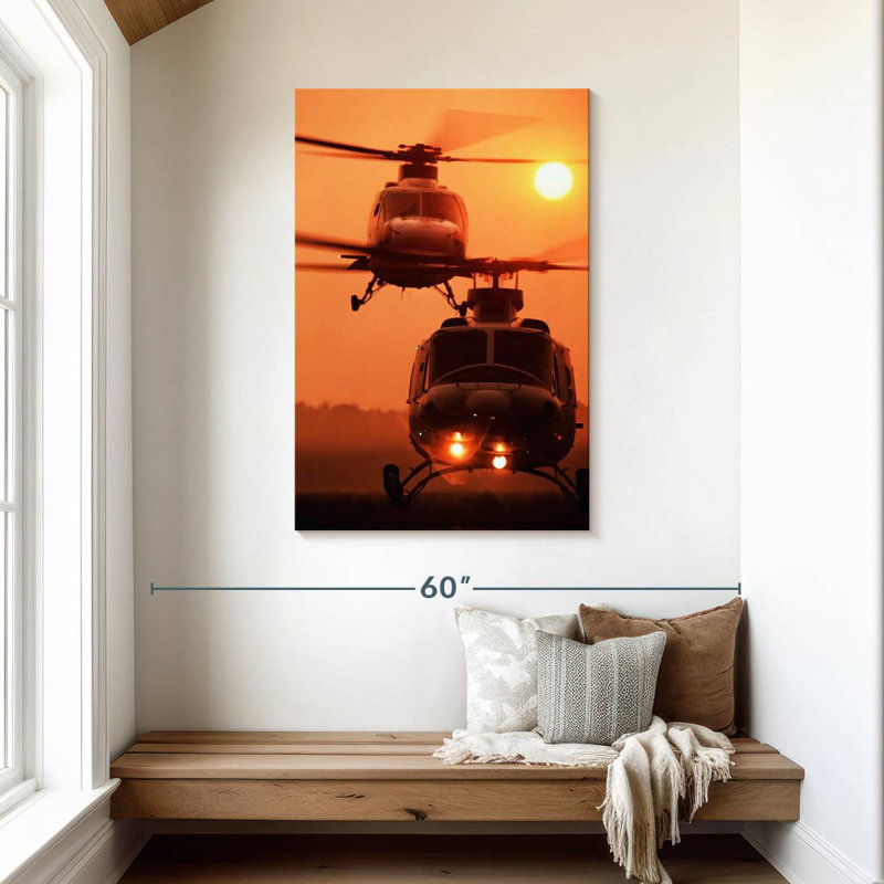 Mehar Helicopter Sunset Landing, 24" H x 16" W