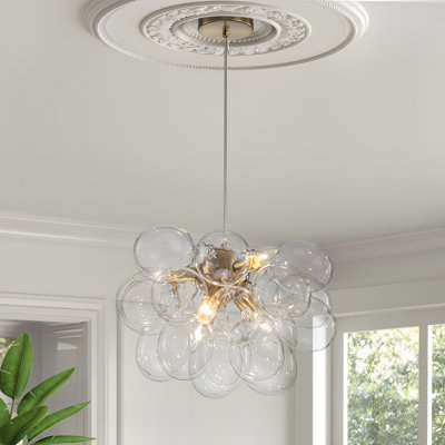 Isley 6 - Light Dimmable Clear Bubble Globe Glass Sphere Chandelier
