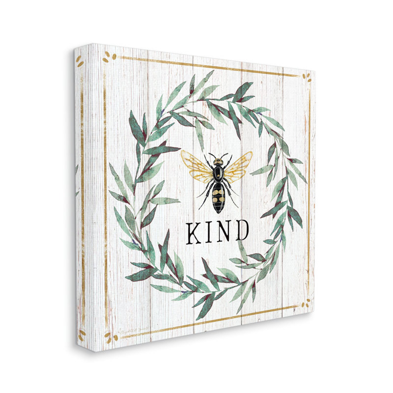 «Bee Kind Expression Country Farm Insect», H 24 po x l 24 po, Toile tendue