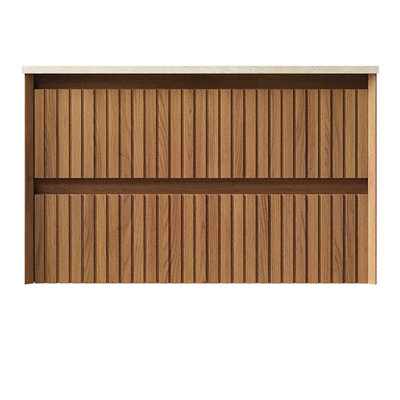 Armoire 30 po, 2 tiroirs, chêne brun, sans comptoir ni lavabo, drain de robinet, pré-assemblé, tiroir en bois massif, glissières de tiroir à contreplaqué pleine extension en contreplaqué, profondeur de 30,23 po, largeur de 20 po, 17,68 po