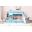 Lit superposé simple au-dessus d'un lit simple de style château avec 2 tiroirs et 3 glissières-1310411416