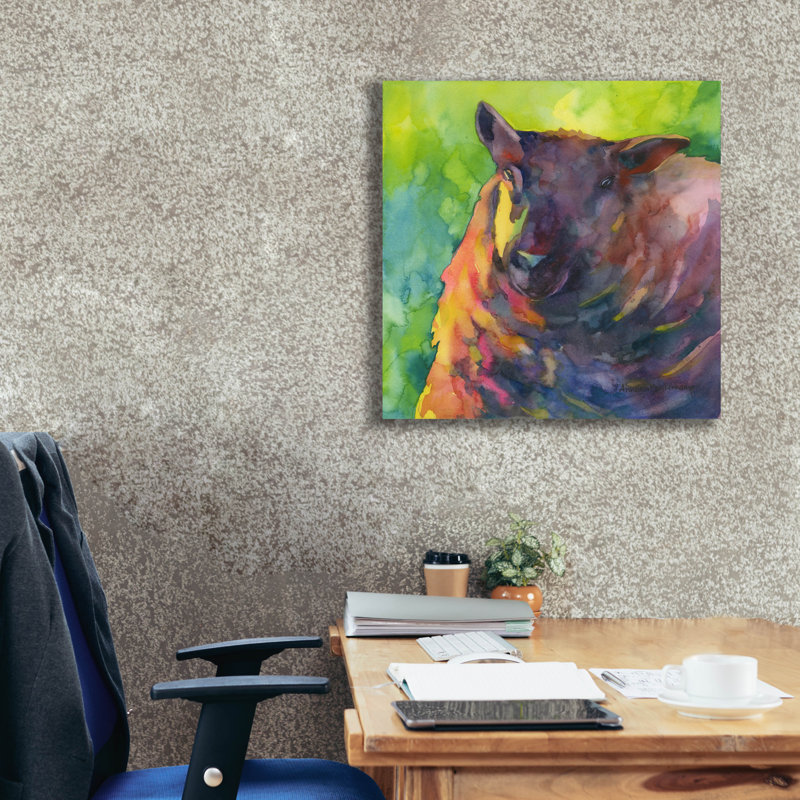 Art mural sur toile August Grove® «Baa Baa Black Sheep» par Annelein Beukenkamp, H 26 po x l 26 po x P 1,5 po