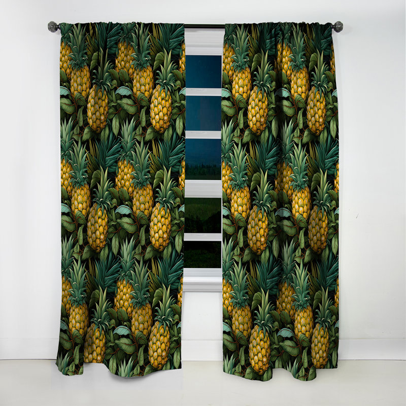 Pineapple Delight - motif tropical - rideau floral - rideau occultant floral - 1 panneau, L 52 po x L 95 po