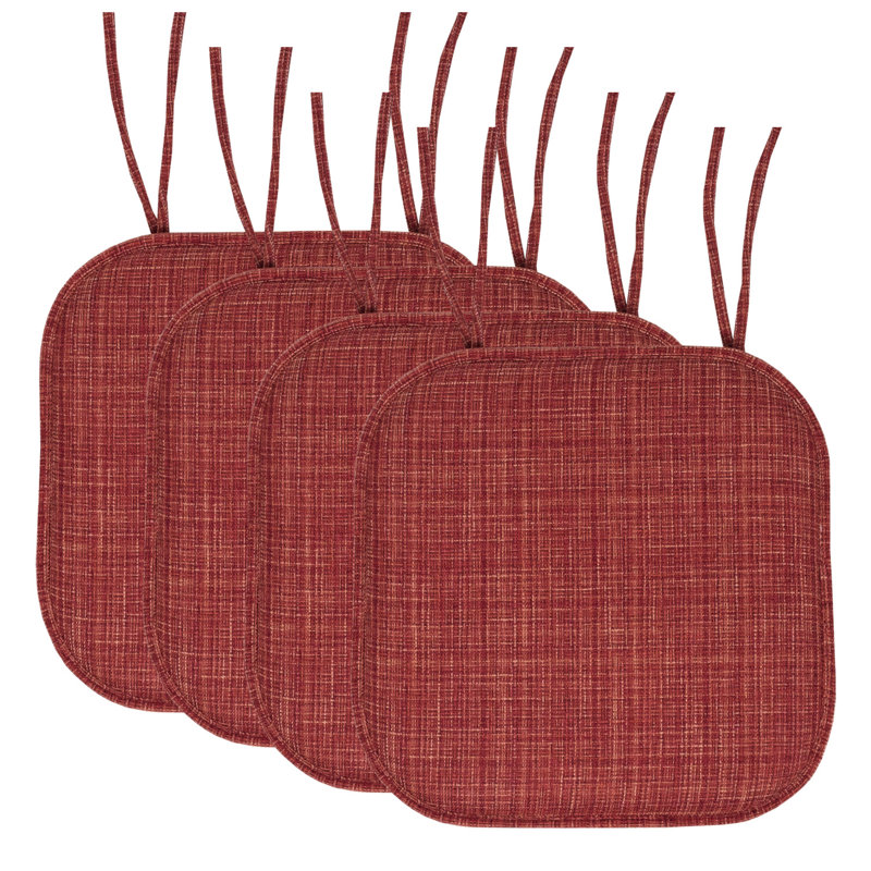 Coussin de chaise antidérapant en mousse à mémoire de forme 16 po x 16 po Aria, Paquet de 4, Bourgogne multi