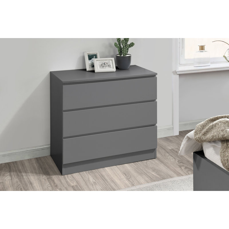 Marqita 3 Drawer 80cm W Chest of Drawers, Grey