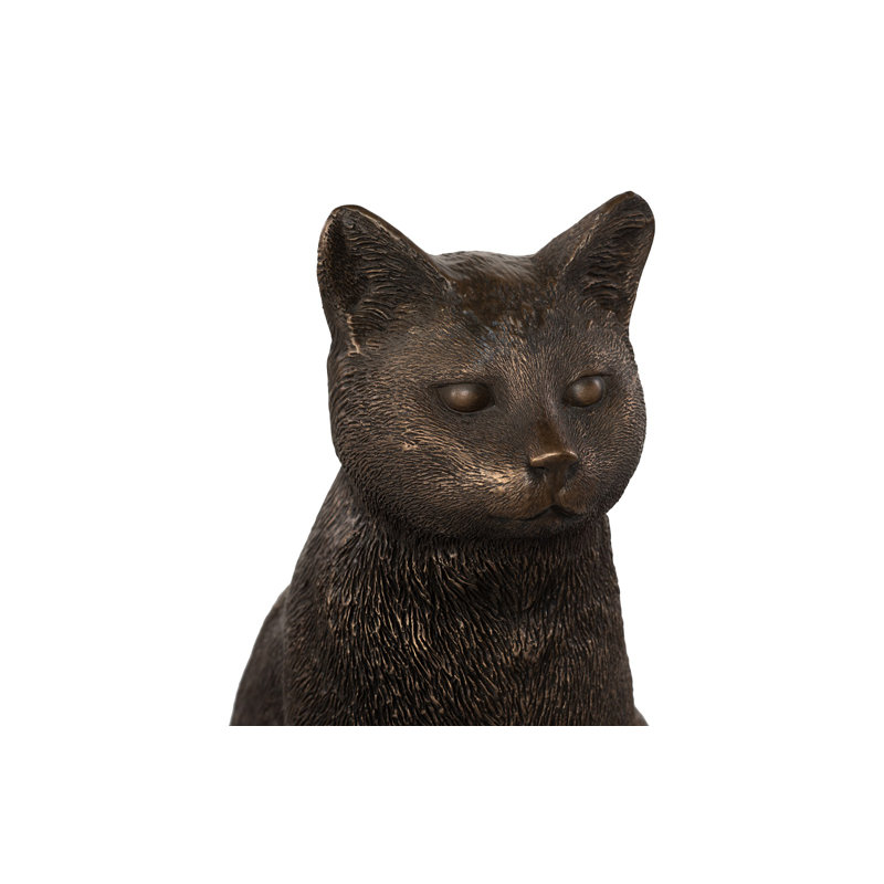Cat Sitting Sculpture, Bronze, Brown