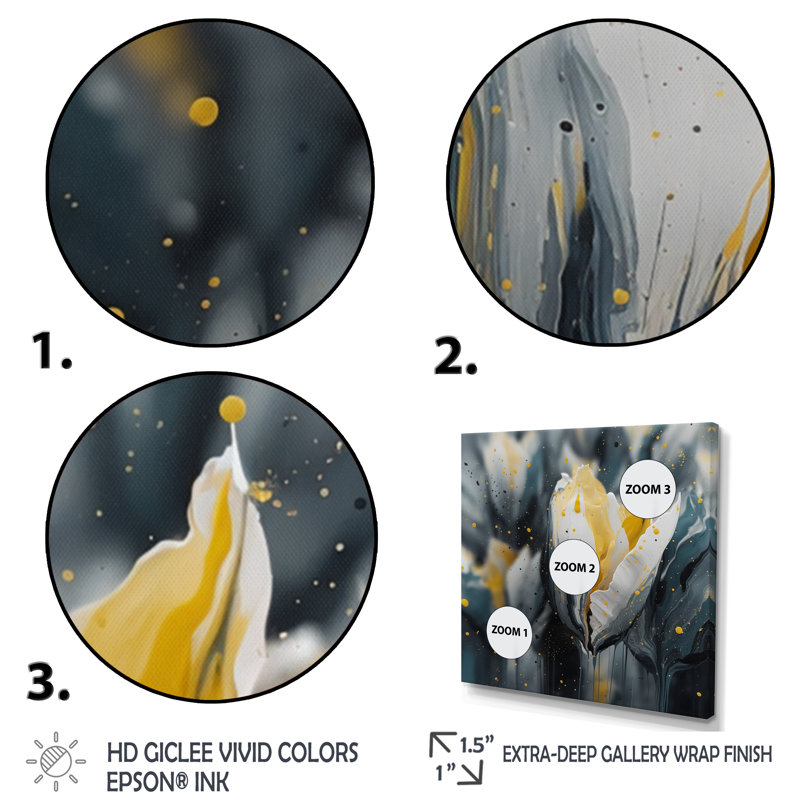 Tulipe grise Serenity I - impression, Cadre photo noir, H 16 po x l 16 po x P 1 po