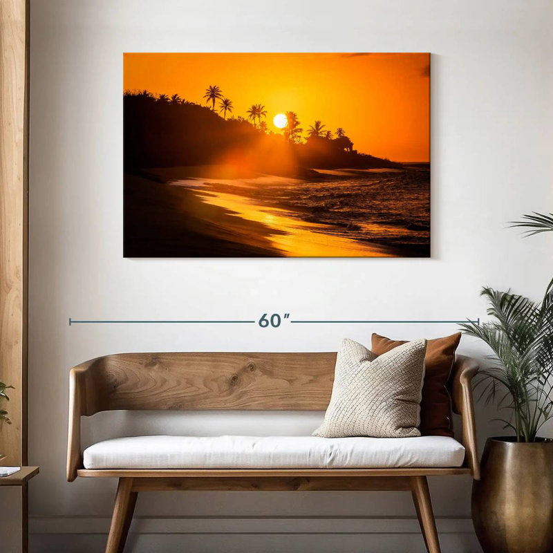 Gillard, coucher de soleil sur la plage d'Haïti, H 30 po x l 45 po