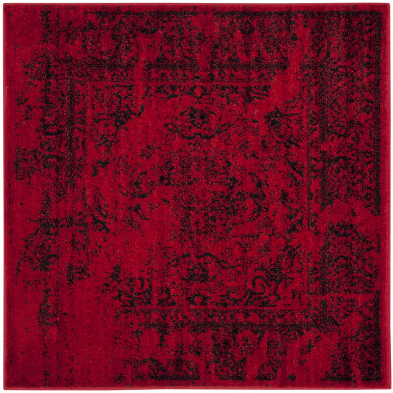 Tapis oriental rouge / noir Olius, Carré 8 pi