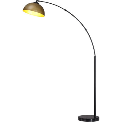 Modern Arc Floor Lamp with Adjustable Dome Shade, Marble Base, and Foot Pedal Switch, 64 Inch - Ideal for Living Room, Bedroom, Office. Gold and Black