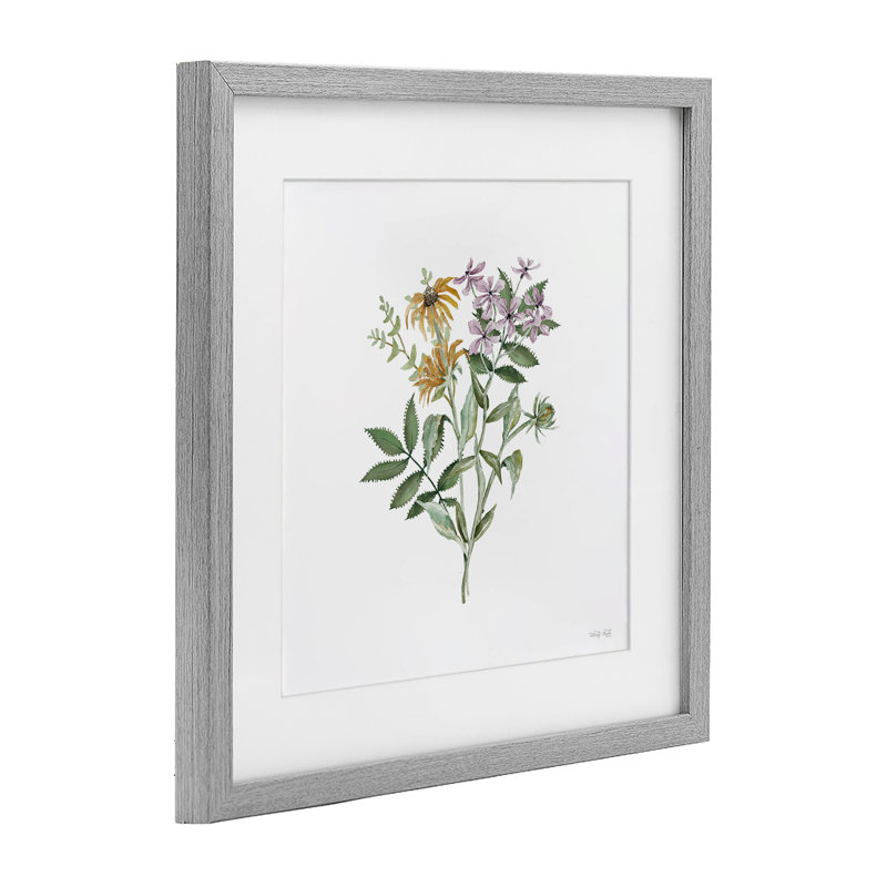 Blooming Botanical Mix, reproduction encadrée sous verre, conception de Cindy Jacobs, H 16 po x l 16 po, Cadre de ferme gris