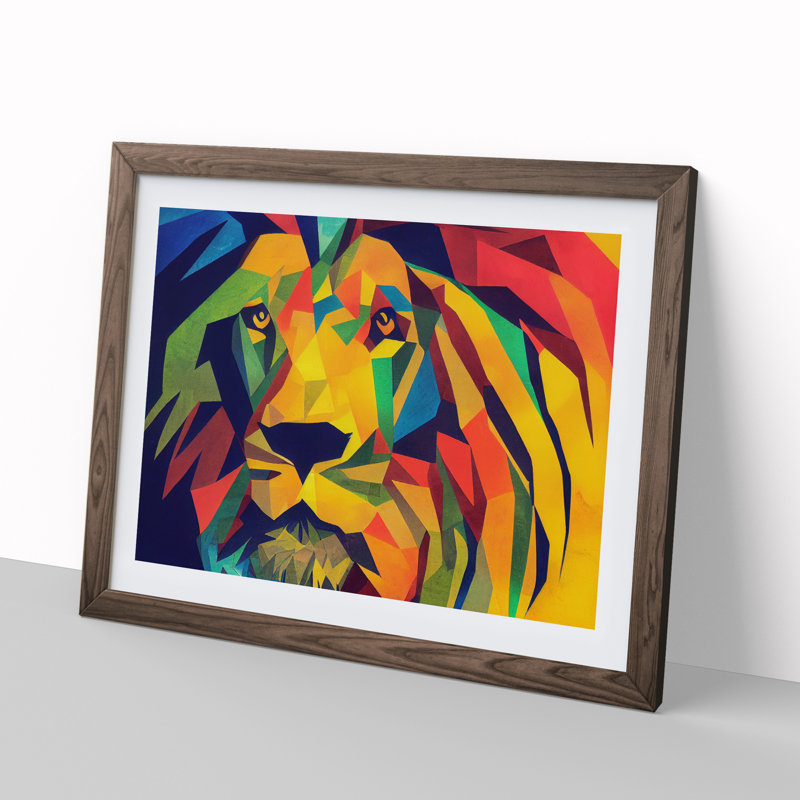 Abstract Lion Vol.3 - Framed Print, 34cm H x 46cm W x 2cm D, Walnut