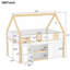Lit mezzanine bas avec escalier, tablettes, armoires et lumières DEL-350961413
