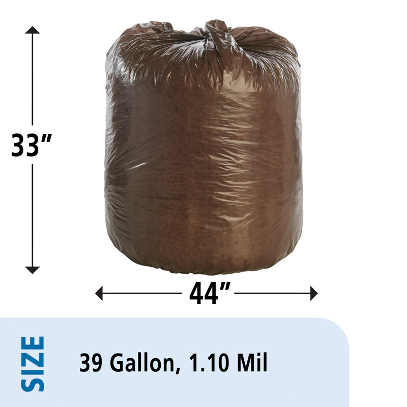 Plastic Trash Bags - 120 Count, Brown, 8.38" H x 5" W x 3" D