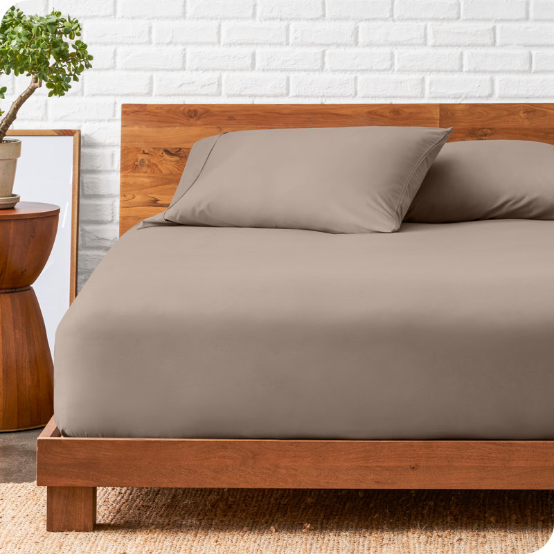 Microfiber Fitted Sheet with Pillowcase Set   , Taupe, Full/Double Fitted Sheet with 2 Pillowcases