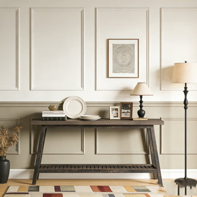 2-Tier Console Table Industrial Sofa Table Behind Couch