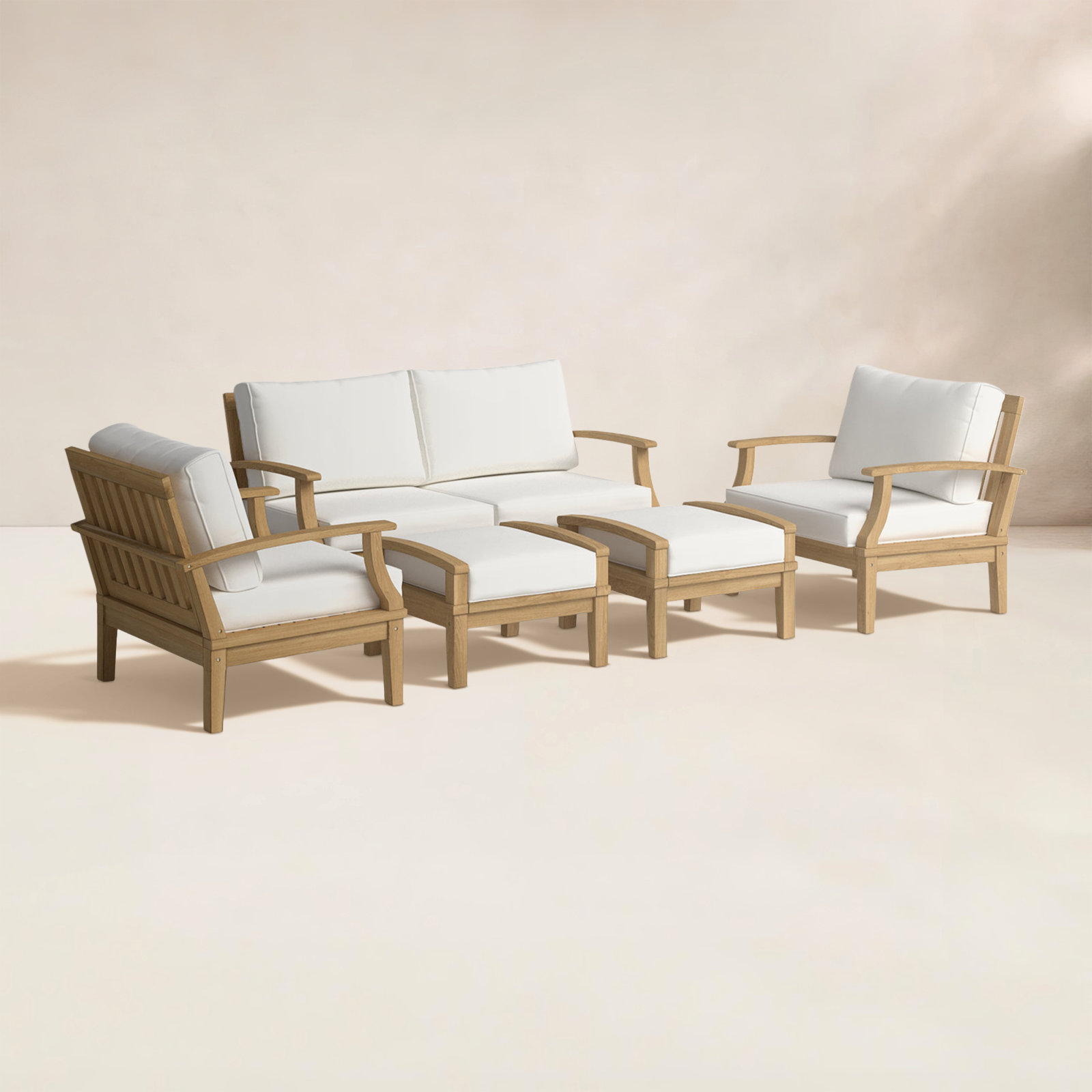 Modway Marina 4-Person Teak Patio Seating Group, White
