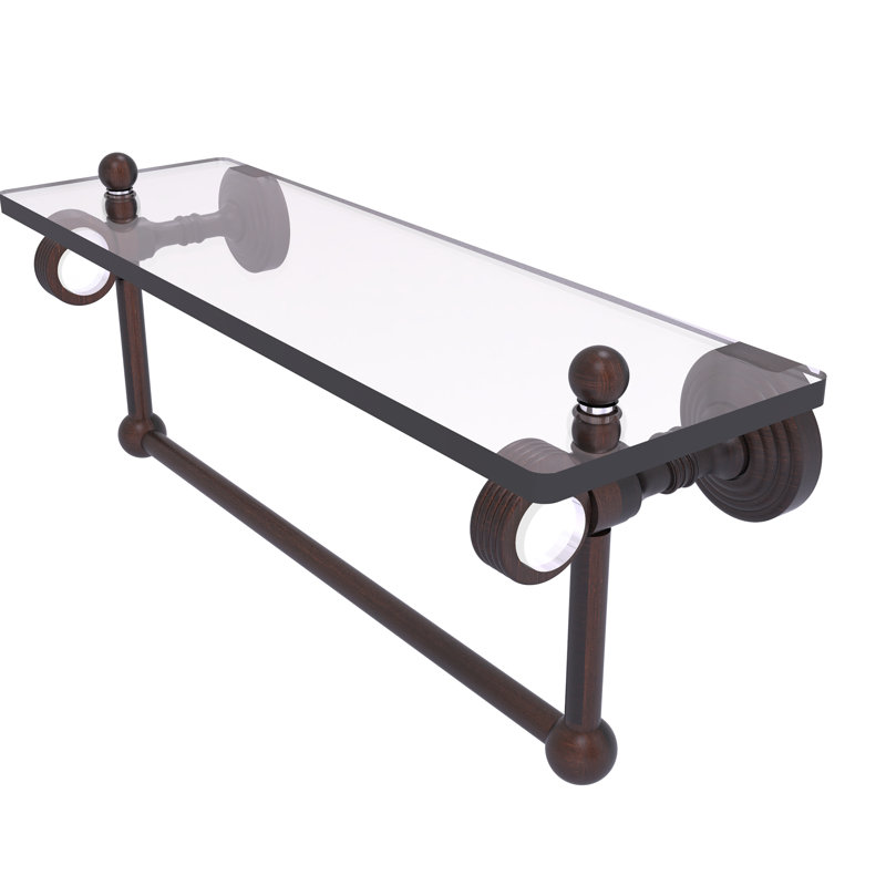 Étagère murale en verre Jarrell, H 5,12 po x l 16 po x p 6,4 po, Bronze vénitien