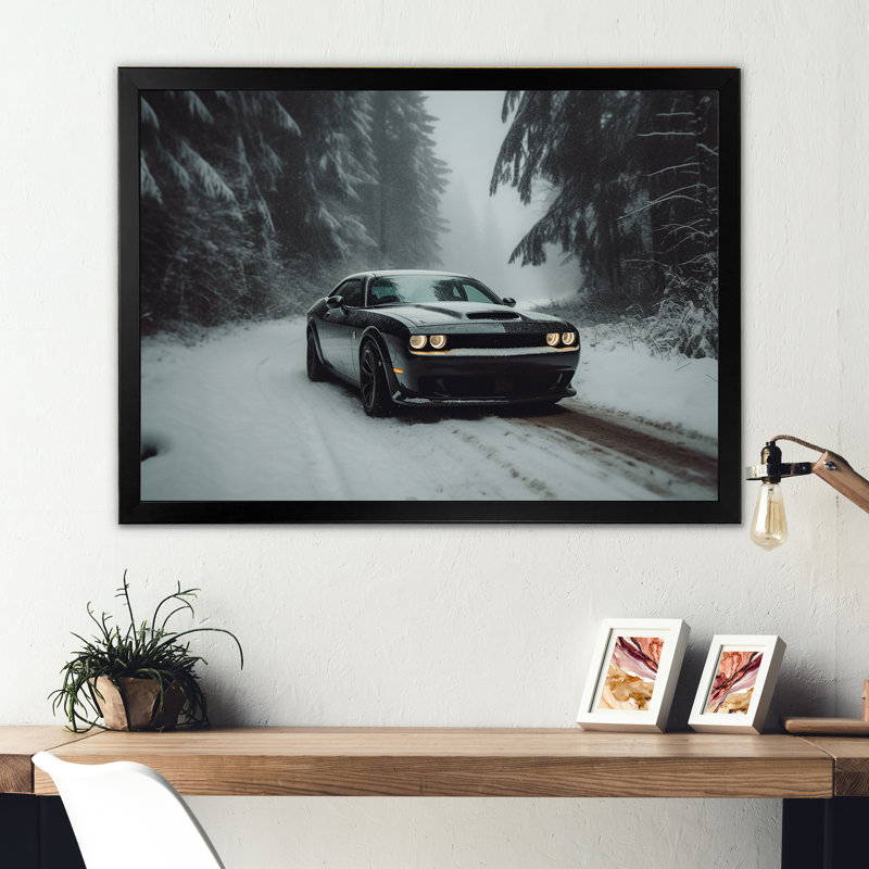 «Manviraj Black and White Dynamic Muscle Car», reproduction sur toile, Cadre photo noir, H 12 po x l 20 po x P 1 po