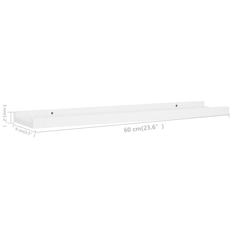 Foust 2 Piece Straight Floating Shelf, White, 1.2" H x 23.6" W x 3.5" D