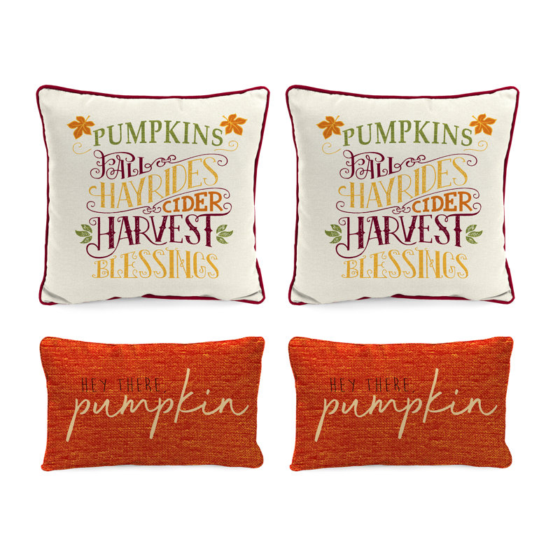 4-Piece Autumn Outdoor Throw Pillow Set for Thanksgiving and Halloween